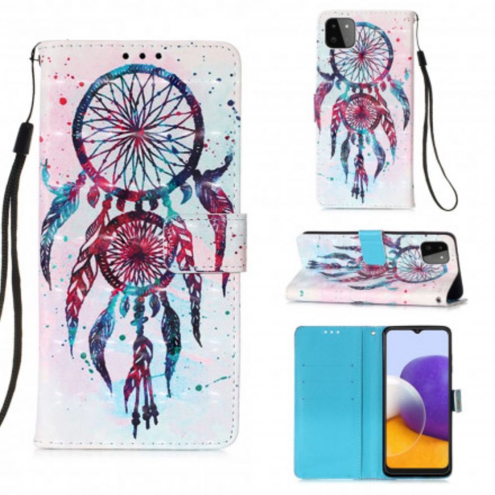 Leren Hoesje voor Samsung Galaxy A22 5G Aquarel Dromenvanger