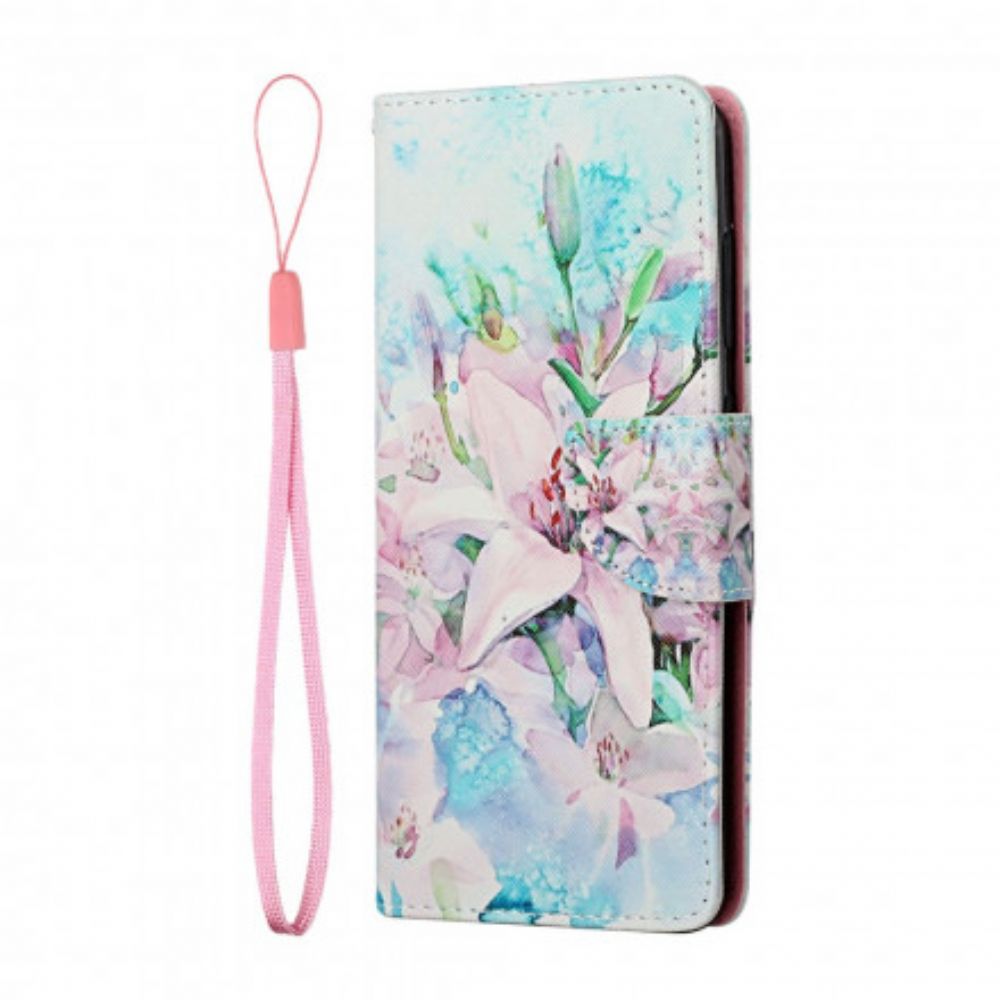 Leren Hoesje voor Samsung Galaxy A22 5G Bloemen Serie