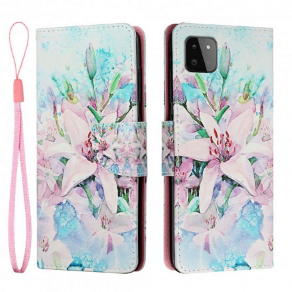 Leren Hoesje voor Samsung Galaxy A22 5G Bloemen Serie