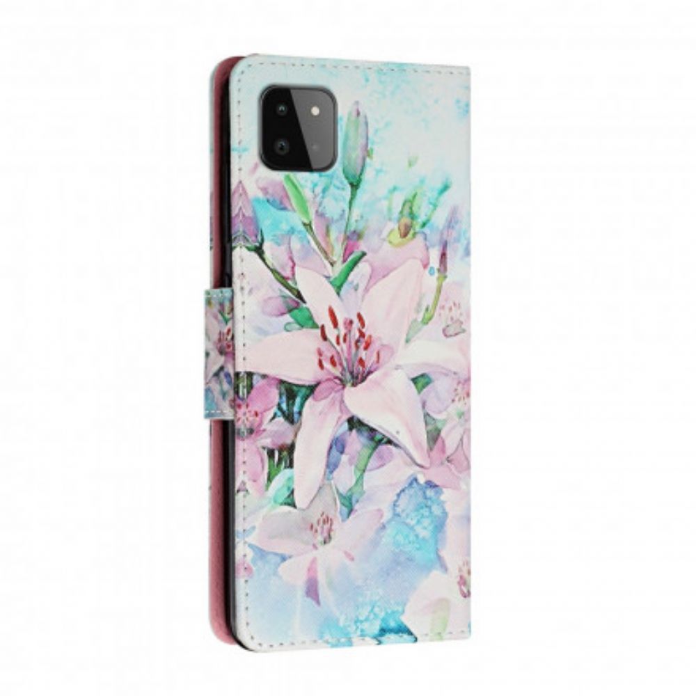 Leren Hoesje voor Samsung Galaxy A22 5G Bloemen Serie