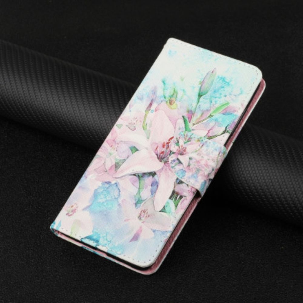 Leren Hoesje voor Samsung Galaxy A22 5G Bloemen Serie