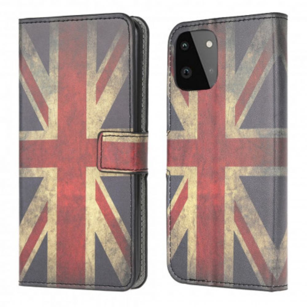 Leren Hoesje voor Samsung Galaxy A22 5G Engeland Vlag