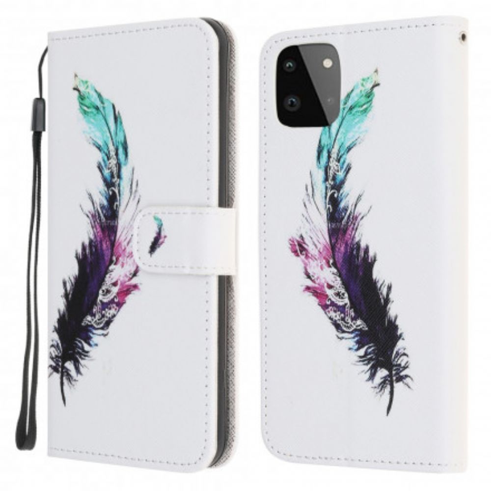 Leren Hoesje voor Samsung Galaxy A22 5G Met Ketting Thong Veer