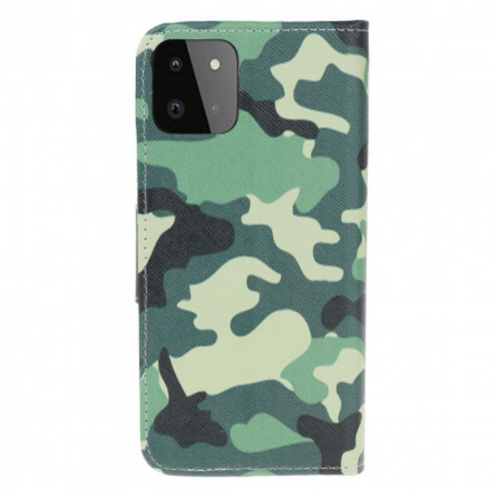 Leren Hoesje voor Samsung Galaxy A22 5G Militaire Camouflage