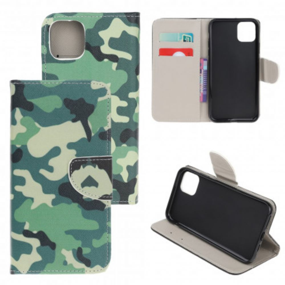 Leren Hoesje voor Samsung Galaxy A22 5G Militaire Camouflage