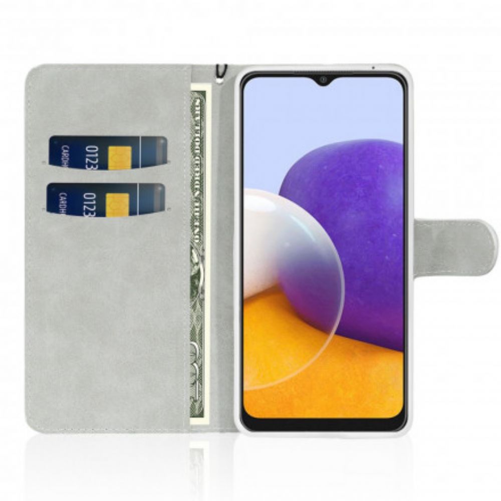 Leren Hoesje voor Samsung Galaxy A22 5G Pailletten S-ontwerp