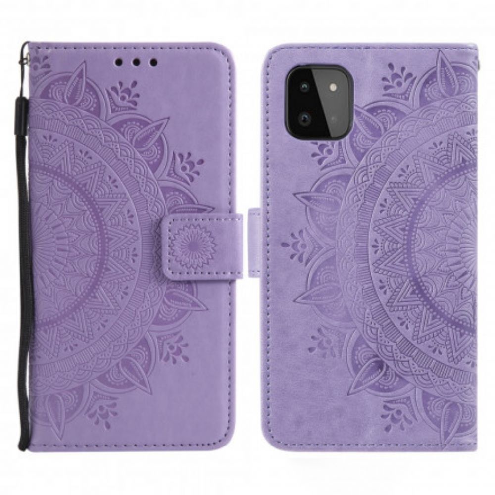 Leren Hoesje voor Samsung Galaxy A22 5G Zon Mandala