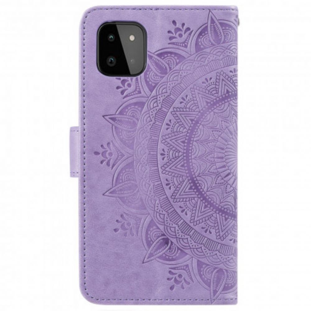 Leren Hoesje voor Samsung Galaxy A22 5G Zon Mandala