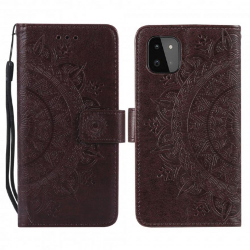 Leren Hoesje voor Samsung Galaxy A22 5G Zon Mandala