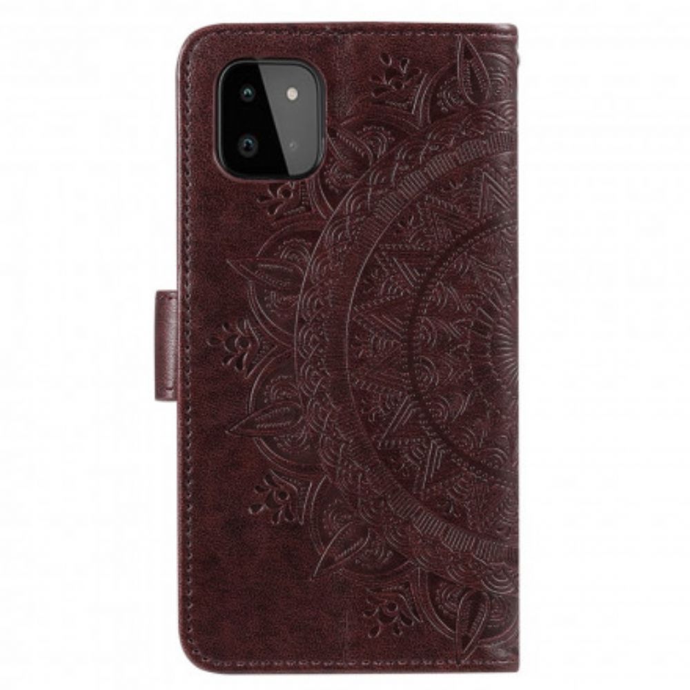 Leren Hoesje voor Samsung Galaxy A22 5G Zon Mandala