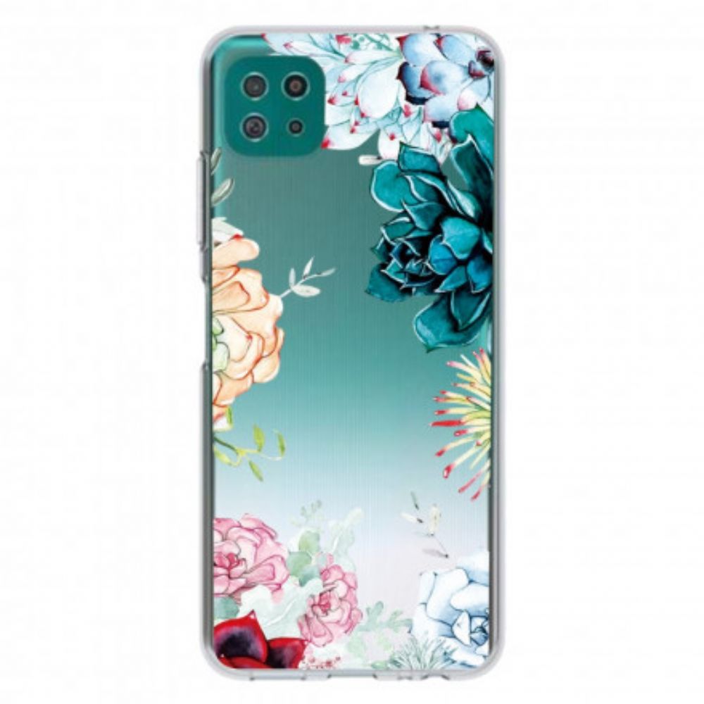 Telefoonhoesje voor Samsung Galaxy A22 5G Naadloze Aquarelbloemen