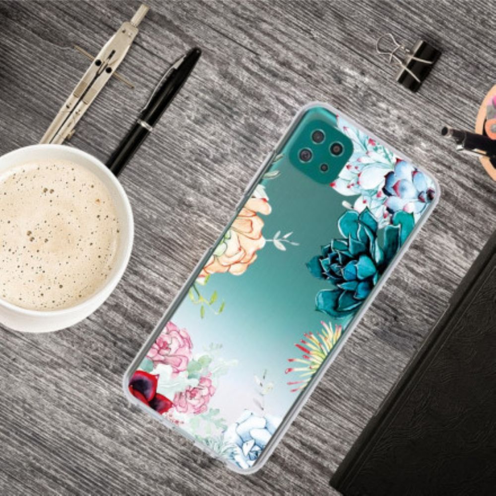 Telefoonhoesje voor Samsung Galaxy A22 5G Naadloze Aquarelbloemen