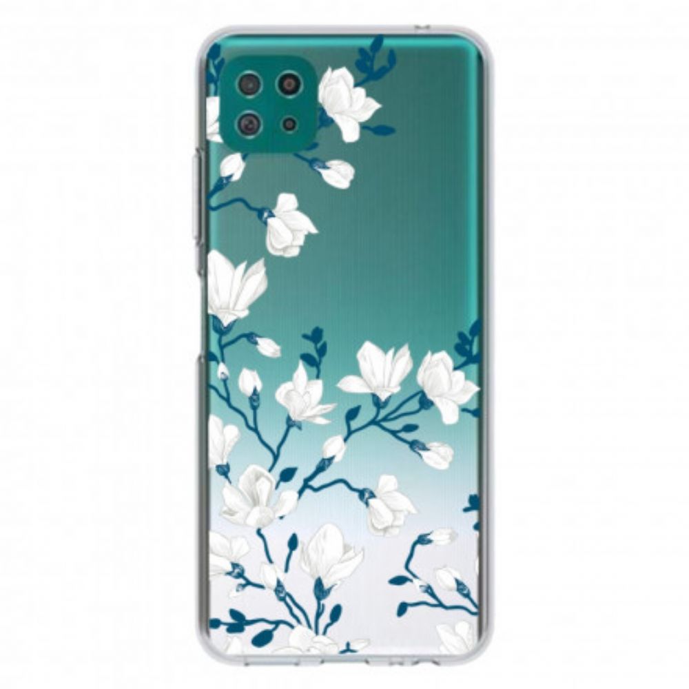 Telefoonhoesje voor Samsung Galaxy A22 5G Witte Bloemen