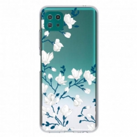 Telefoonhoesje voor Samsung Galaxy A22 5G Witte Bloemen