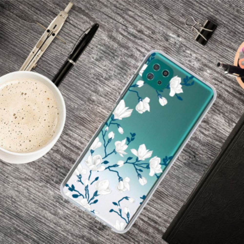 Telefoonhoesje voor Samsung Galaxy A22 5G Witte Bloemen