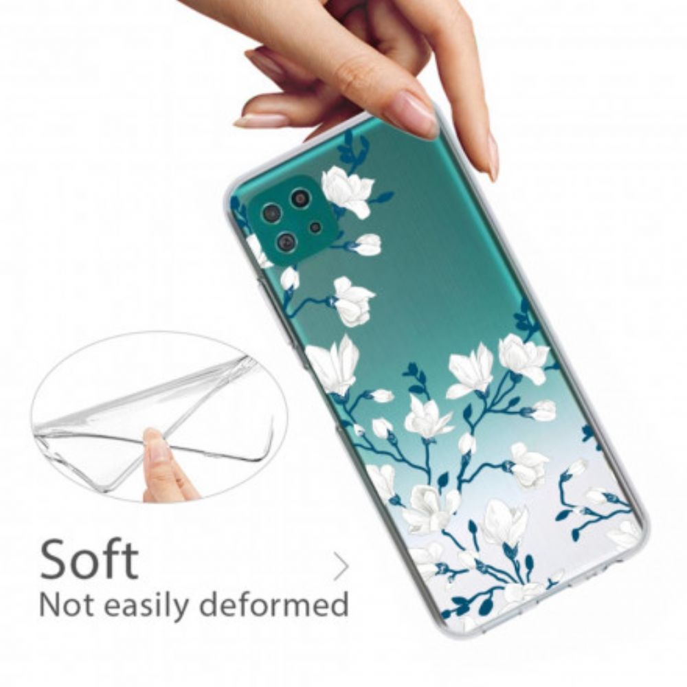 Telefoonhoesje voor Samsung Galaxy A22 5G Witte Bloemen