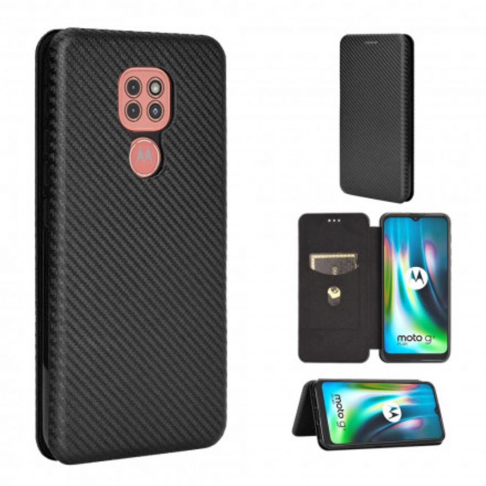 Bescherming Hoesje voor Moto G9 Play Folio-hoesje Siliconen Koolstof