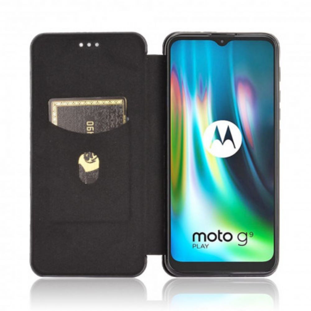 Bescherming Hoesje voor Moto G9 Play Folio-hoesje Siliconen Koolstof