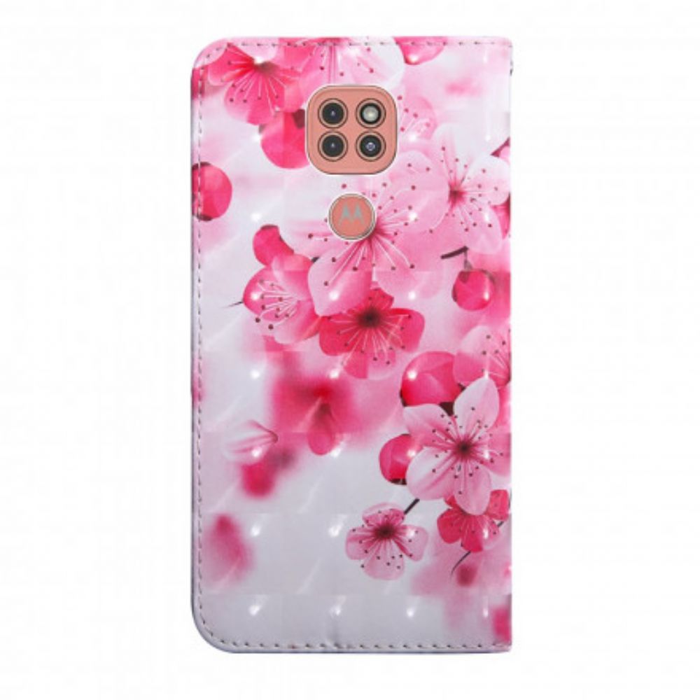 Flip Case voor Moto G9 Play Lichtvlek Bloemen Bloesem