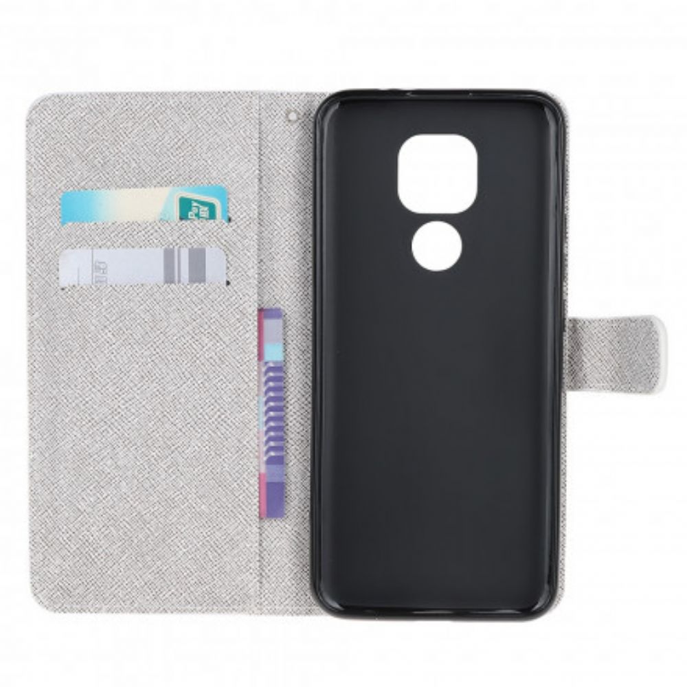 Flip Case voor Moto G9 Play Met Ketting Thong Veer