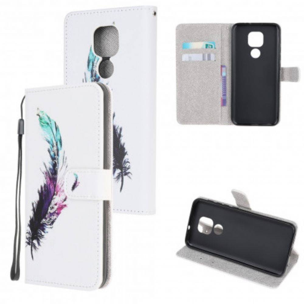 Flip Case voor Moto G9 Play Met Ketting Thong Veer