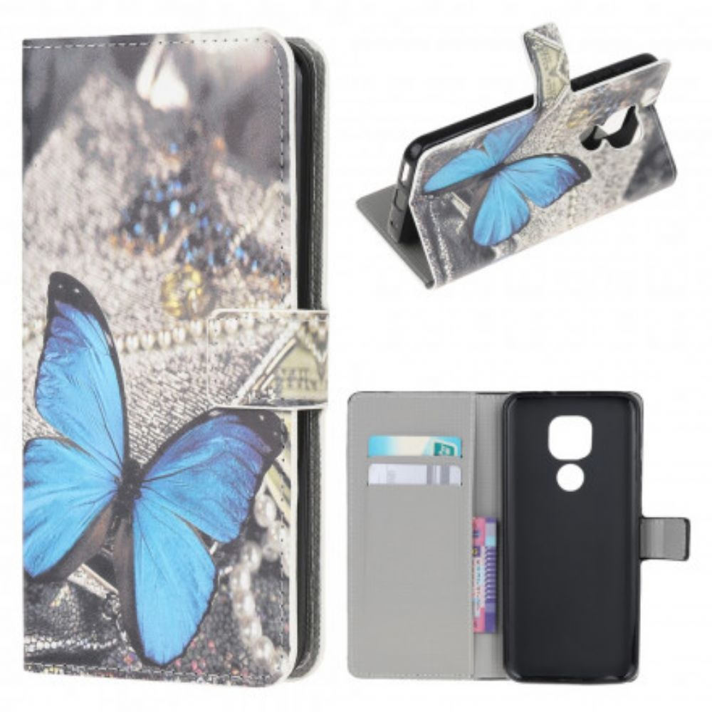 Folio-hoesje voor Moto G9 Play Blauwe Vlinder