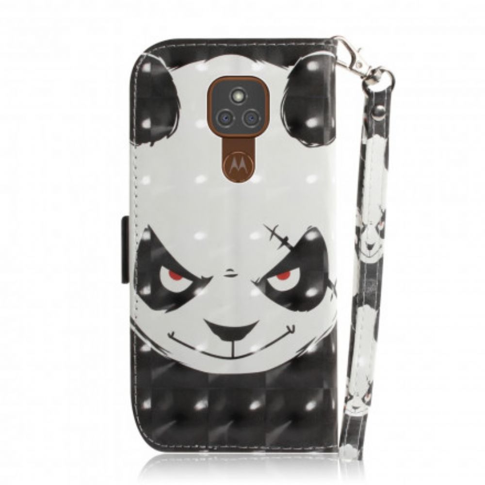 Folio-hoesje voor Moto G9 Play Met Ketting Boze Panda Met Riem