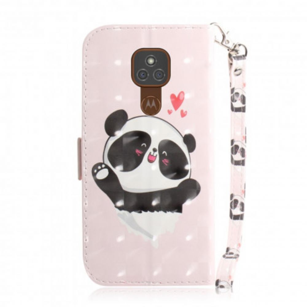 Folio-hoesje voor Moto G9 Play Met Ketting Panda Liefdesriem