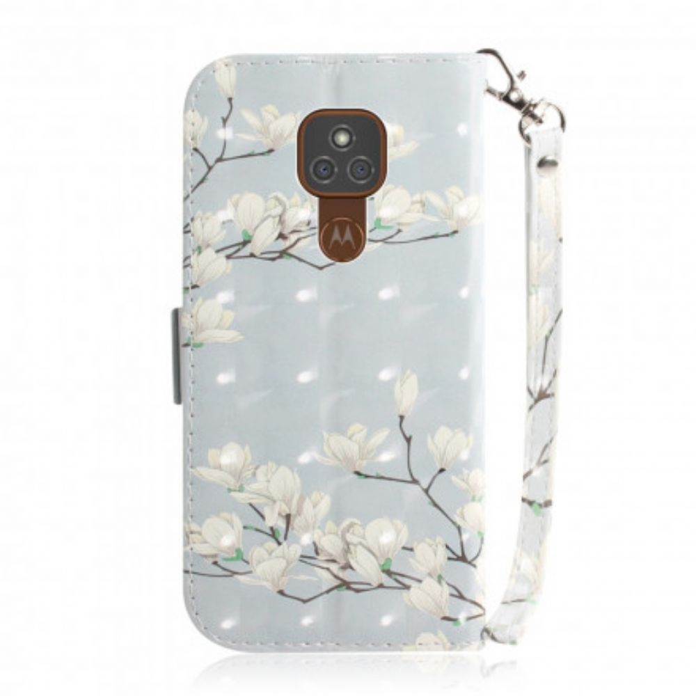 Folio-hoesje voor Moto G9 Play Met Ketting Thong Bloementak