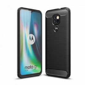 Hoesje voor Moto G9 Play Geborstelde Koolstofvezel