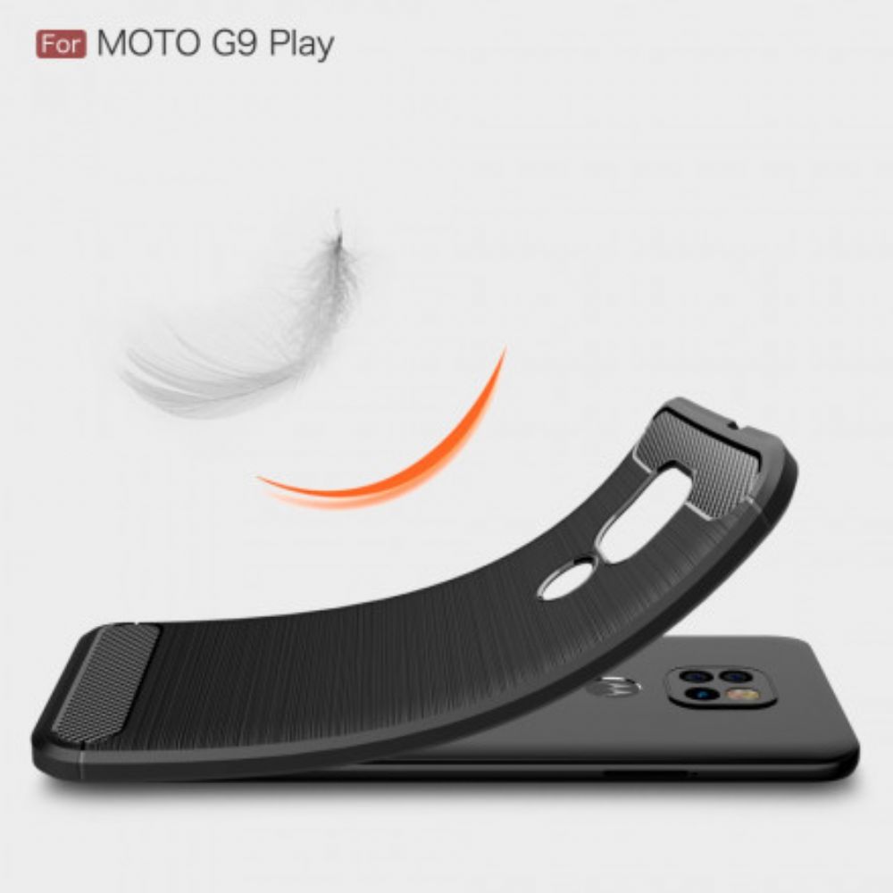 Hoesje voor Moto G9 Play Geborstelde Koolstofvezel