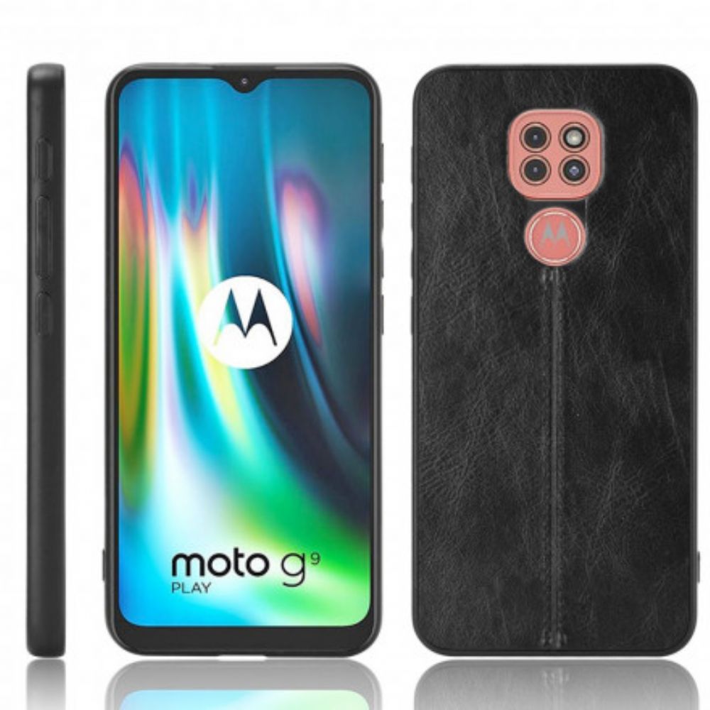 Hoesje voor Moto G9 Play Naad Leereffect