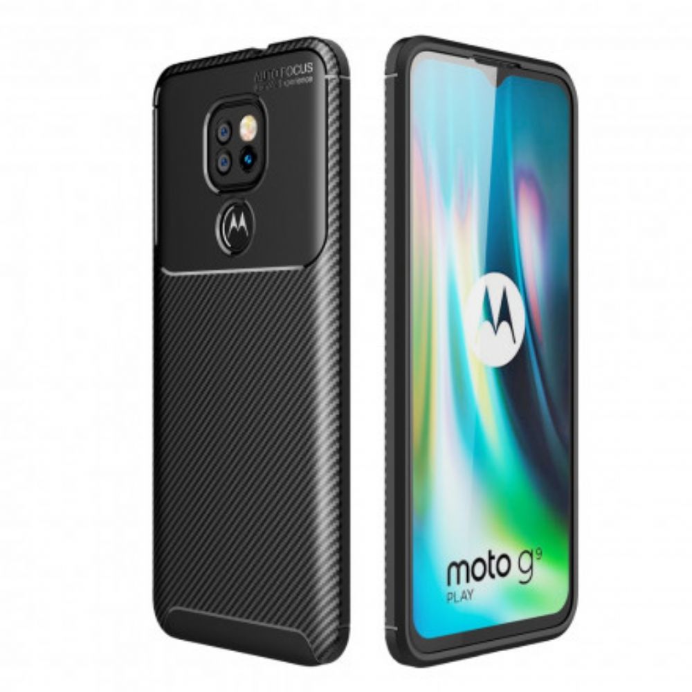 Hoesje voor Moto G9 Play Slang Met Koolstofvezelstructuur