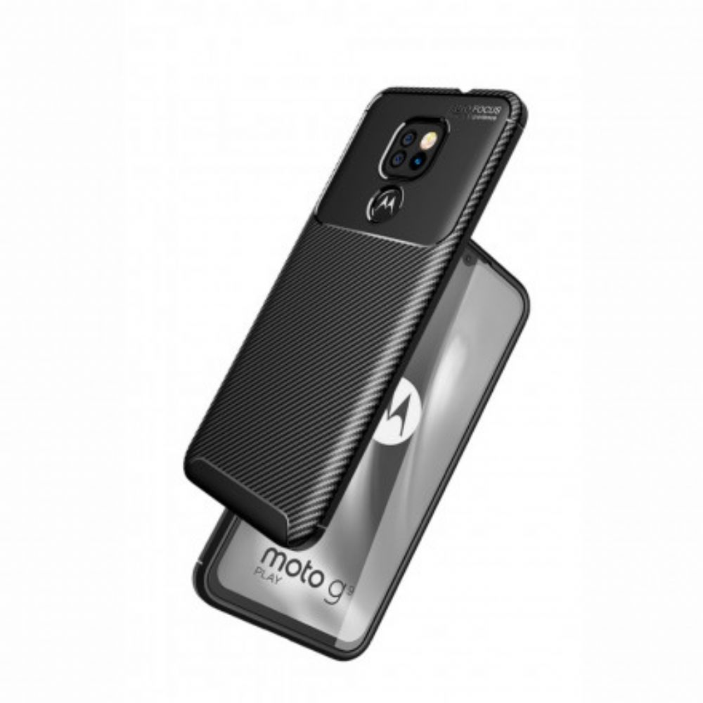 Hoesje voor Moto G9 Play Slang Met Koolstofvezelstructuur