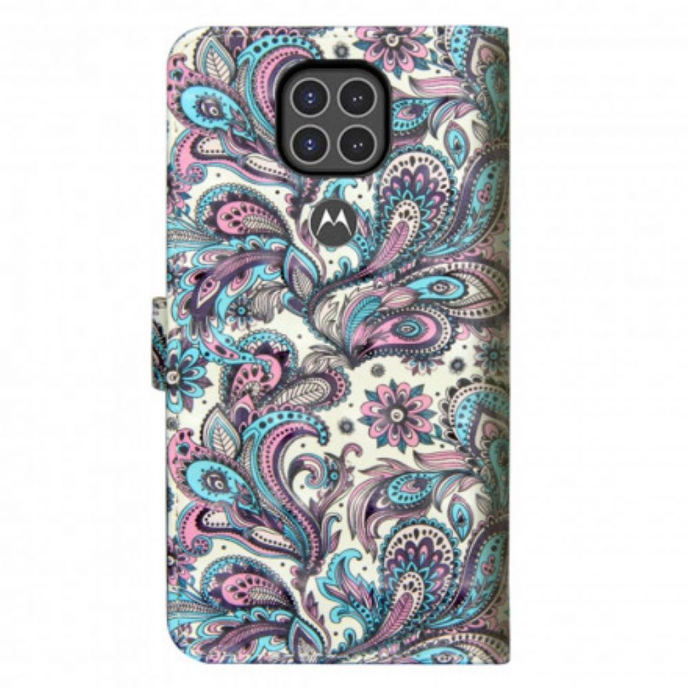 Leren Hoesje voor Moto G9 Play Bloemen Patronen