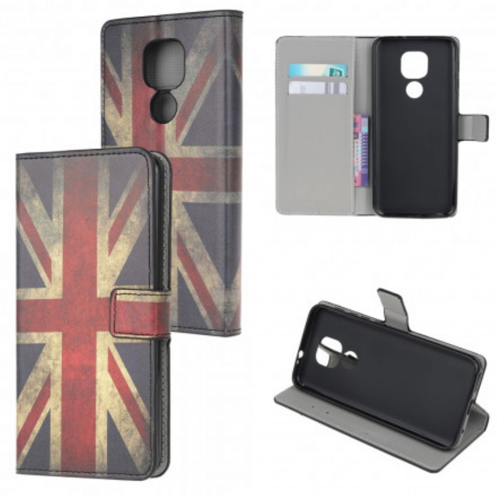 Leren Hoesje voor Moto G9 Play Engeland Vlag