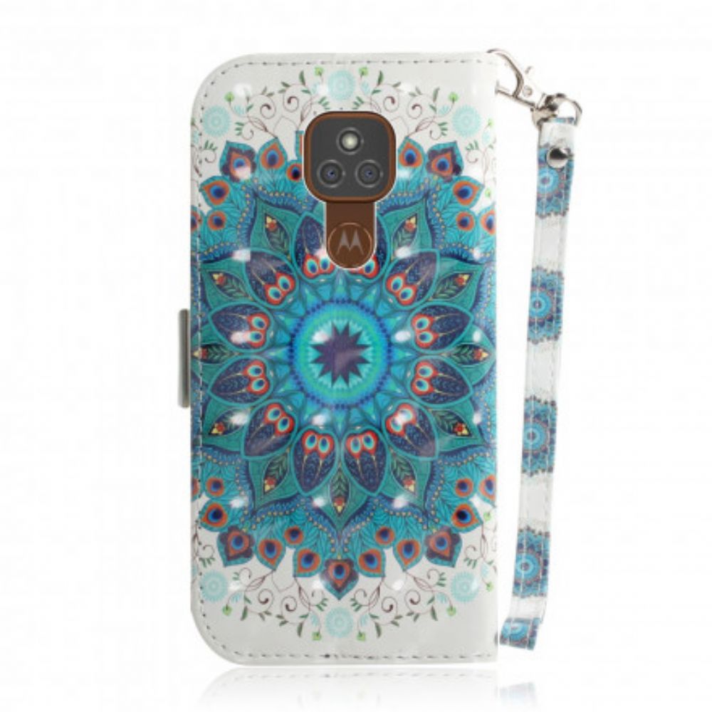 Leren Hoesje voor Moto G9 Play Met Ketting Meesterlijke Mandala Met Bandjes