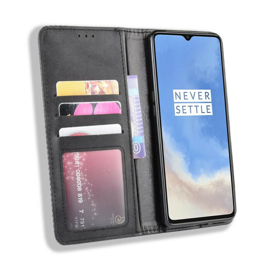 Bescherming Hoesje voor OnePlus 7T Folio-hoesje Vintage Gestileerd Leereffect