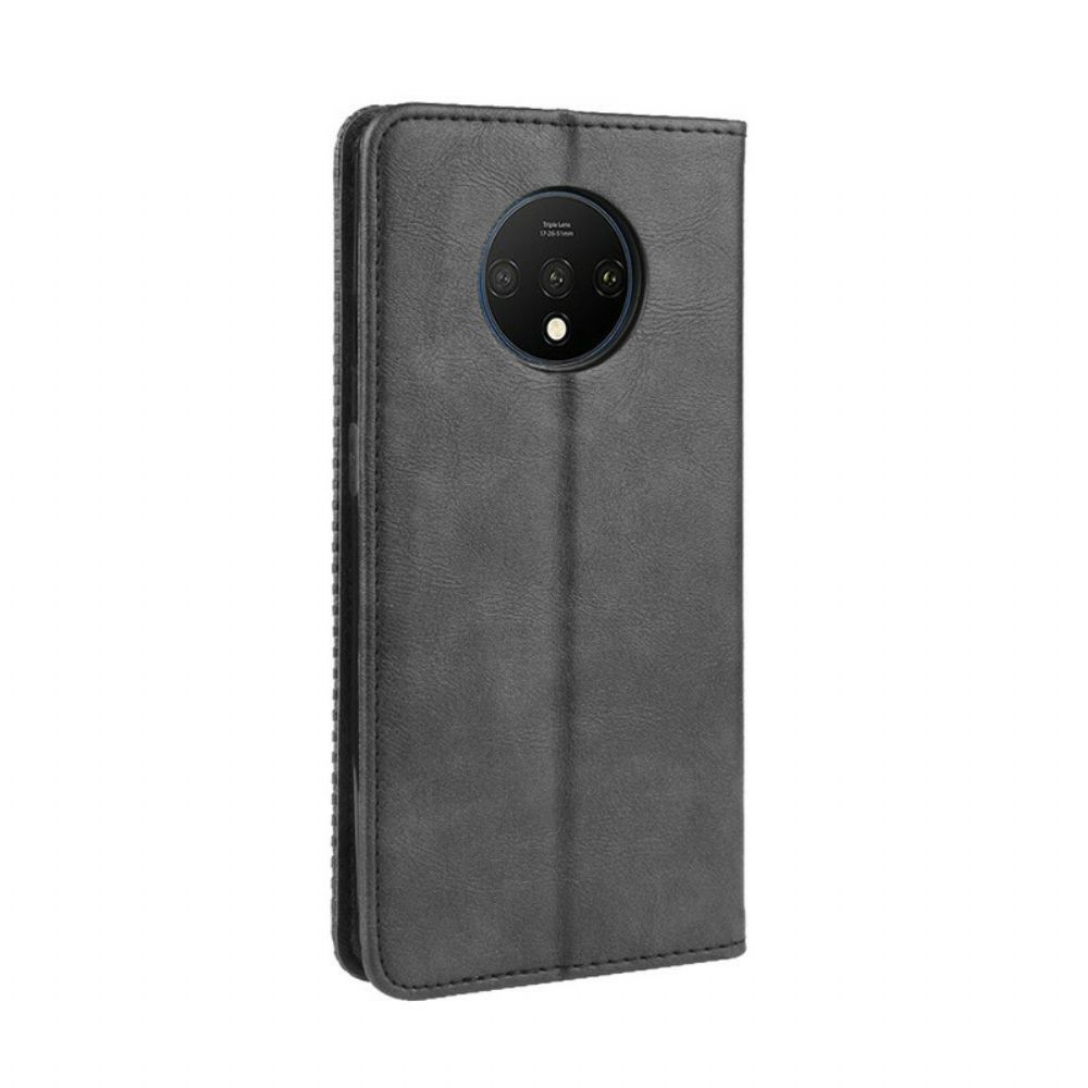 Bescherming Hoesje voor OnePlus 7T Folio-hoesje Vintage Gestileerd Leereffect