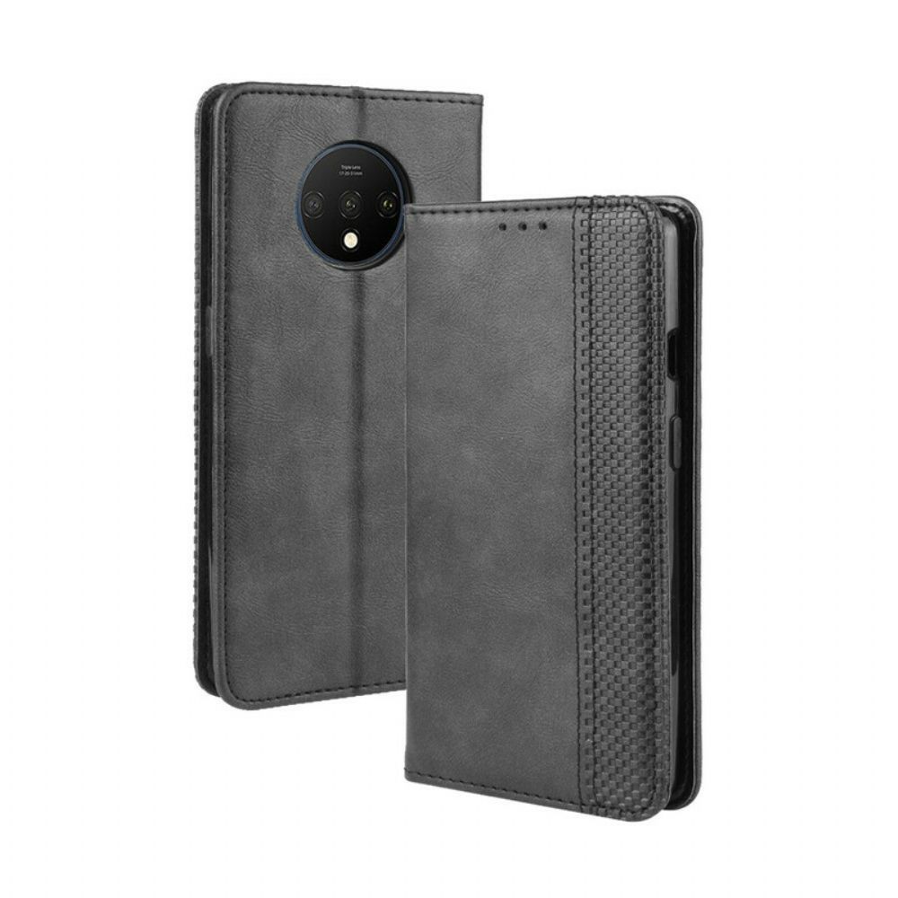 Bescherming Hoesje voor OnePlus 7T Folio-hoesje Vintage Gestileerd Leereffect