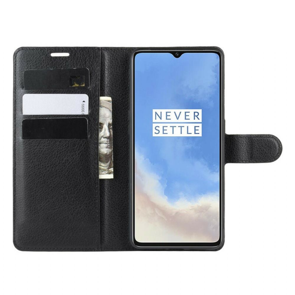 Leren Hoesje voor OnePlus 7T Premium Litchi Leder Stijl