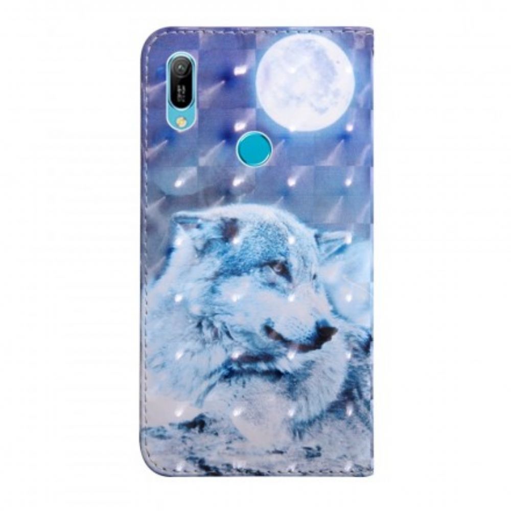 Flip Case voor Huawei Y6 2019 / Honor 8A Maanlicht Wolf