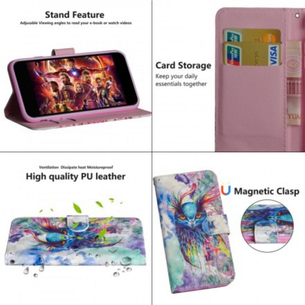 Folio-hoesje voor Huawei Y6 2019 / Honor 8A Aquarel Vogel