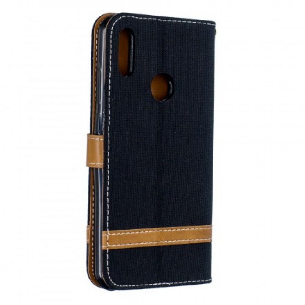 Folio-hoesje voor Huawei Y6 2019 / Honor 8A Met Ketting Band Met Stof En Leereffect