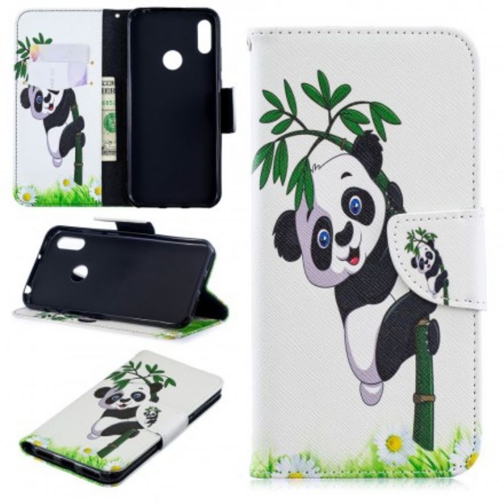 Folio-hoesje voor Huawei Y6 2019 / Honor 8A Panda Op Bamboe