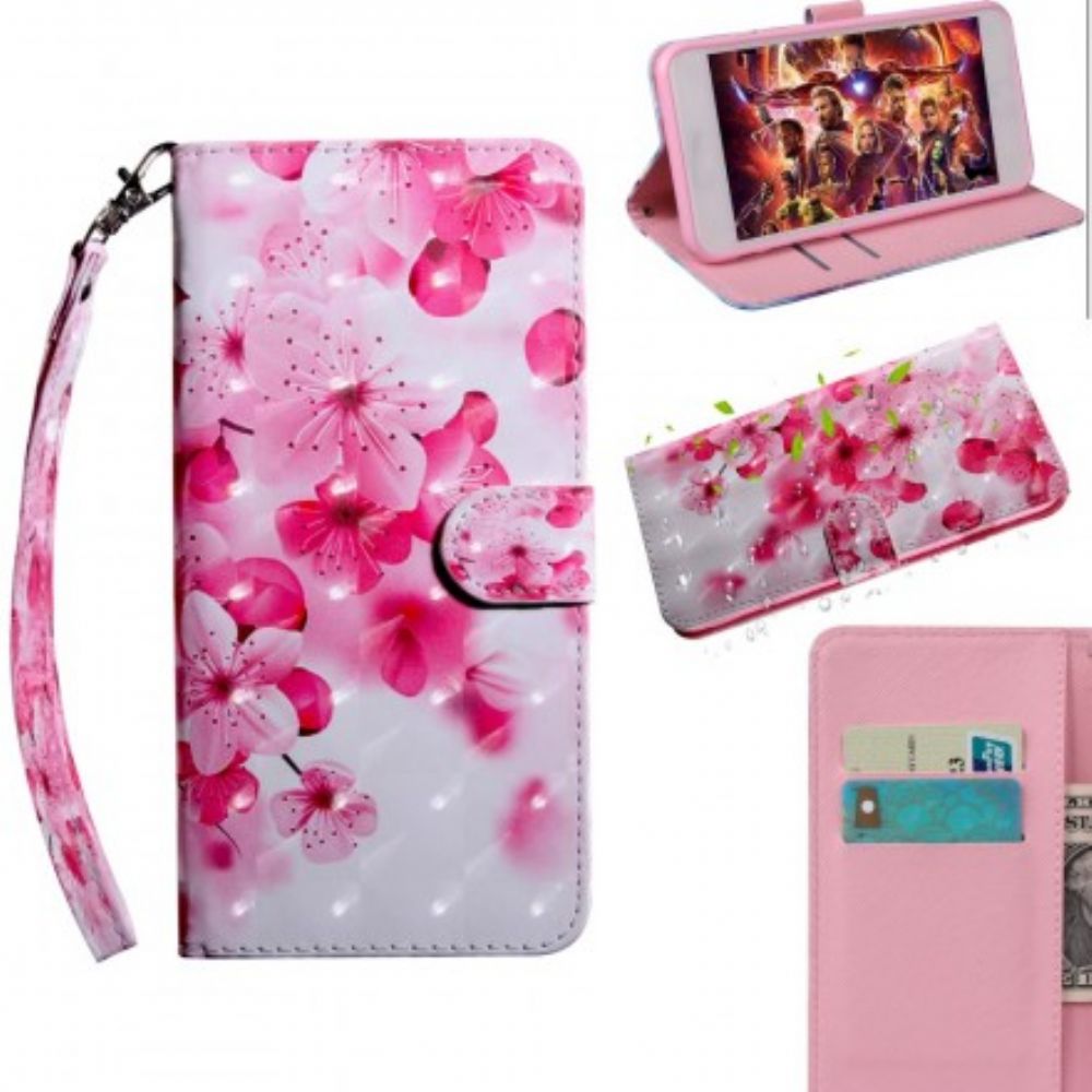 Folio-hoesje voor Huawei Y6 2019 / Honor 8A Roze Bloemen