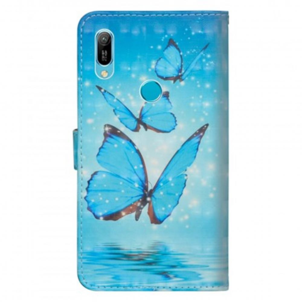 Folio-hoesje voor Huawei Y6 2019 / Honor 8A Vliegende Blauwe Vlinders