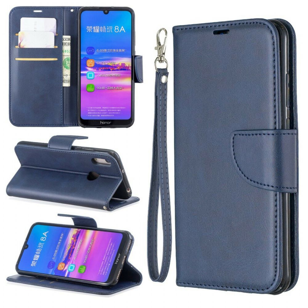 Leren Hoesje voor Huawei Y6 2019 / Honor 8A Folio-hoesje Gladde Schuine Klep