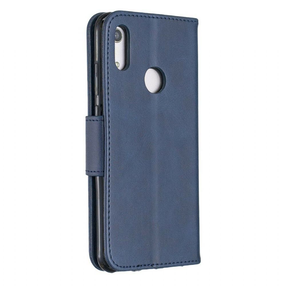 Leren Hoesje voor Huawei Y6 2019 / Honor 8A Folio-hoesje Gladde Schuine Klep