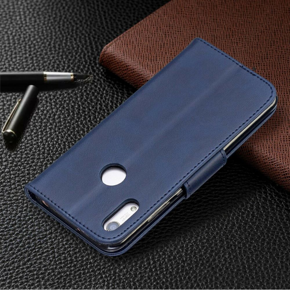 Leren Hoesje voor Huawei Y6 2019 / Honor 8A Folio-hoesje Gladde Schuine Klep